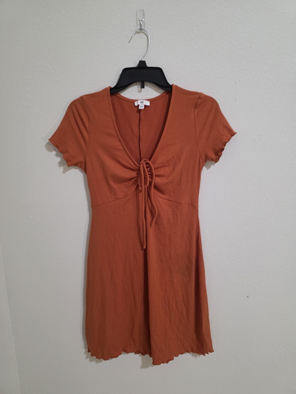 bp Rust Tie-Front Short Sleeve Mini Dress
